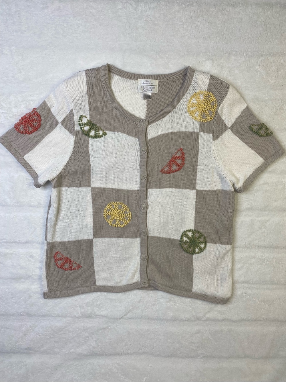 Vintage Christopher & Banks short sleeve button up knit cardigan